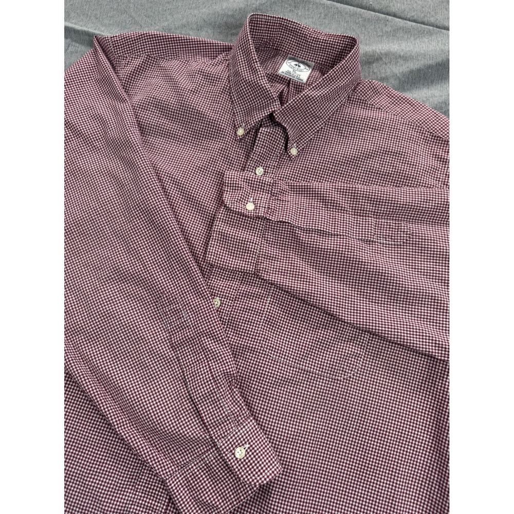 Vintage Brooks Brothers Gingham Sport Shirt XL Red White Made in USA Cotton